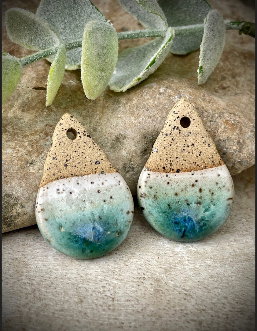 Ceramic earring charms pendants, handmade jewelry findings